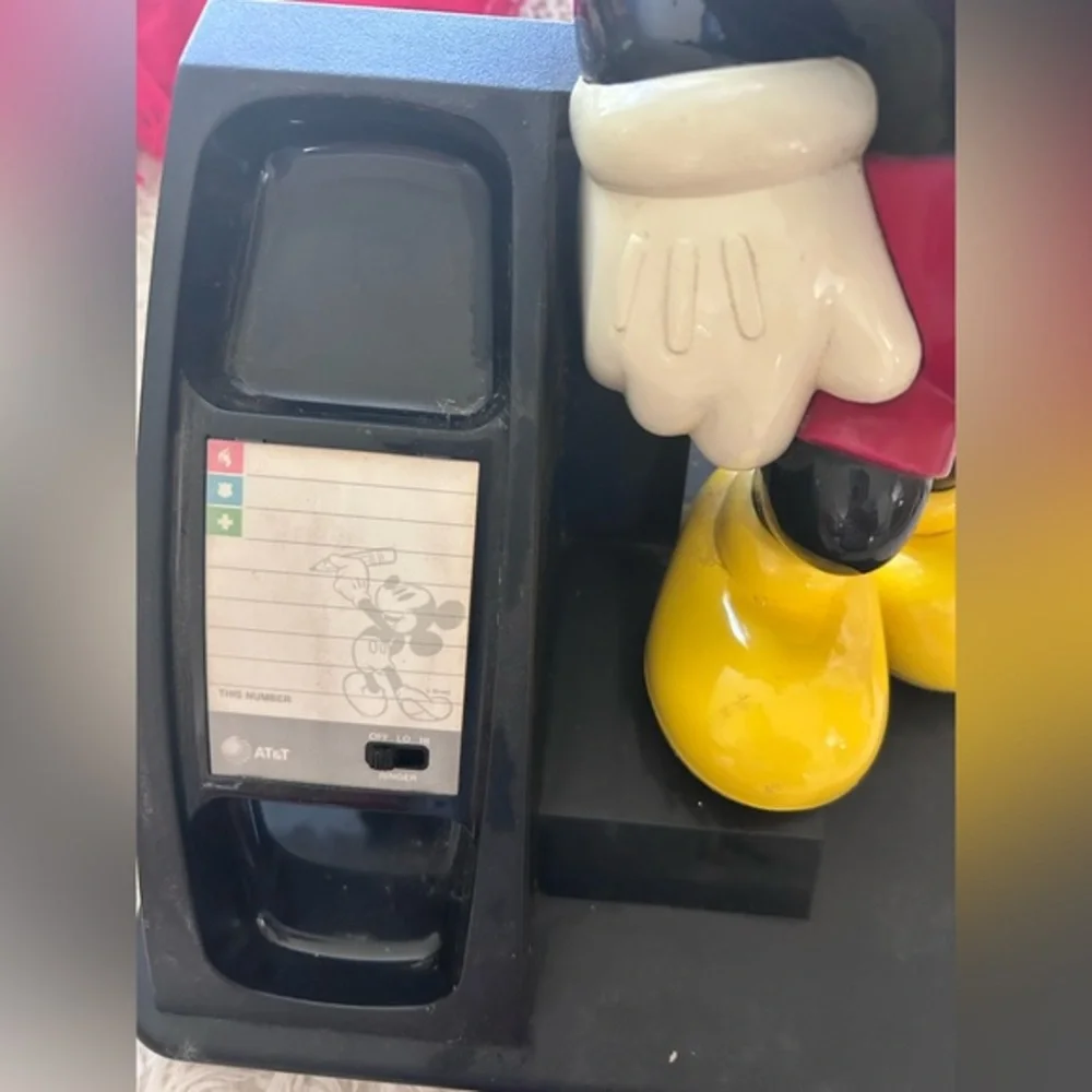 Vintage Mickey Mouse Phone with Red and Yellow Accents‎